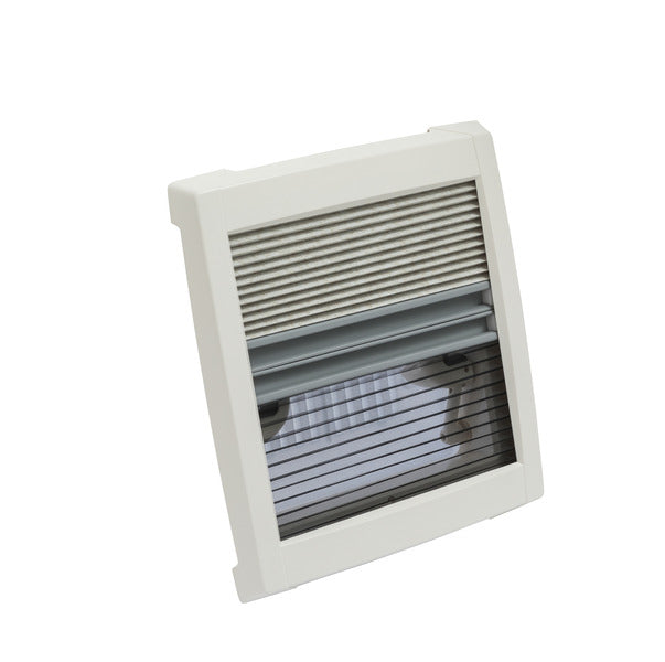 Dakkap grijs met muskietennet 280x280, opaalglas, binnenframe grijs