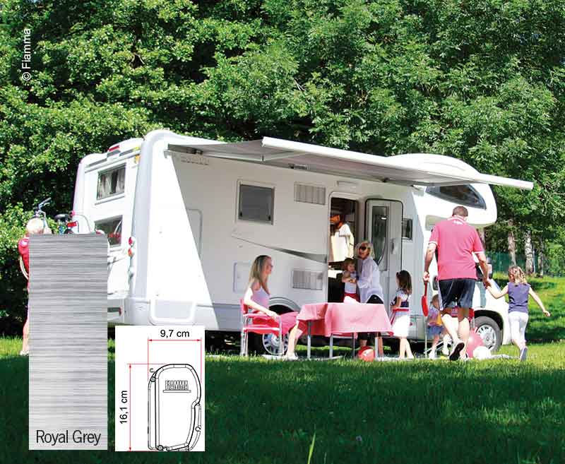 FIAMMA F45 Adelaar 4,5 m, Royal Grey, behuizing wit, 4,5 m.