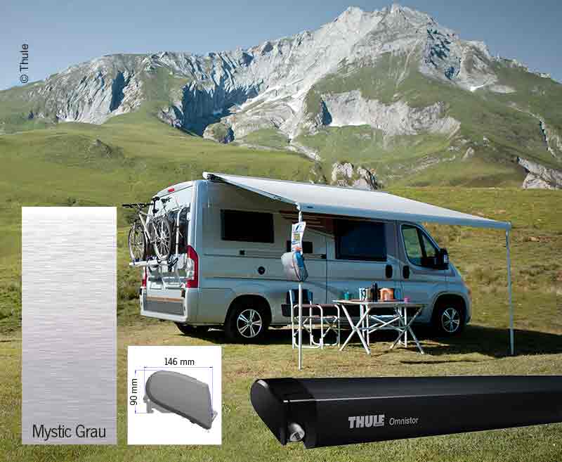 Thule Omnistor 6300 luifel – set voor Ducato H2 – 400 cm – Antraciet / zwarte kappen – Mystic Grey – 428077 – bron 76030703960399