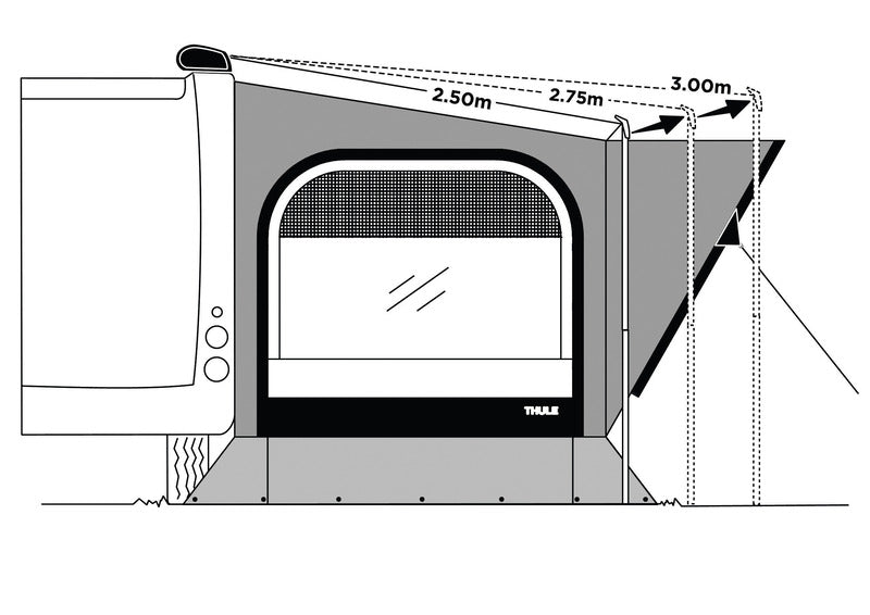 Montageset voor zonweringen met een uitsteeksel dan 250 cm