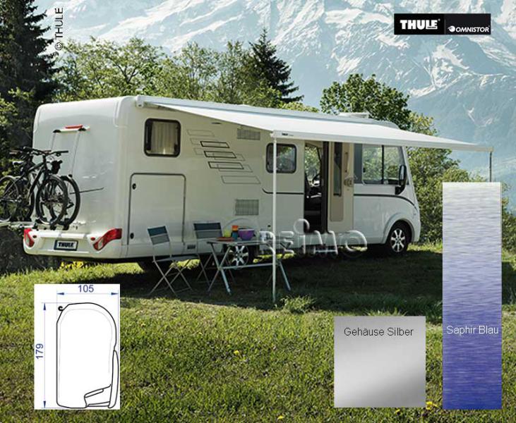 Thule Omnistor 8000 luifel – 500 cm – Zilver – Sapphire Blue – bron 76031310004559 – 4323870