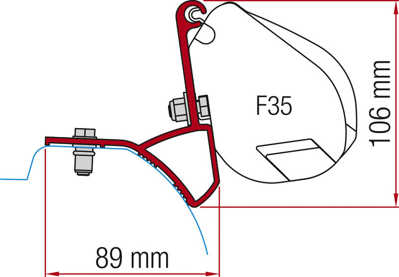 Fiamma luifel-adapter voor luifels F35 Pro, Traffic Vivaro vanaf 2015