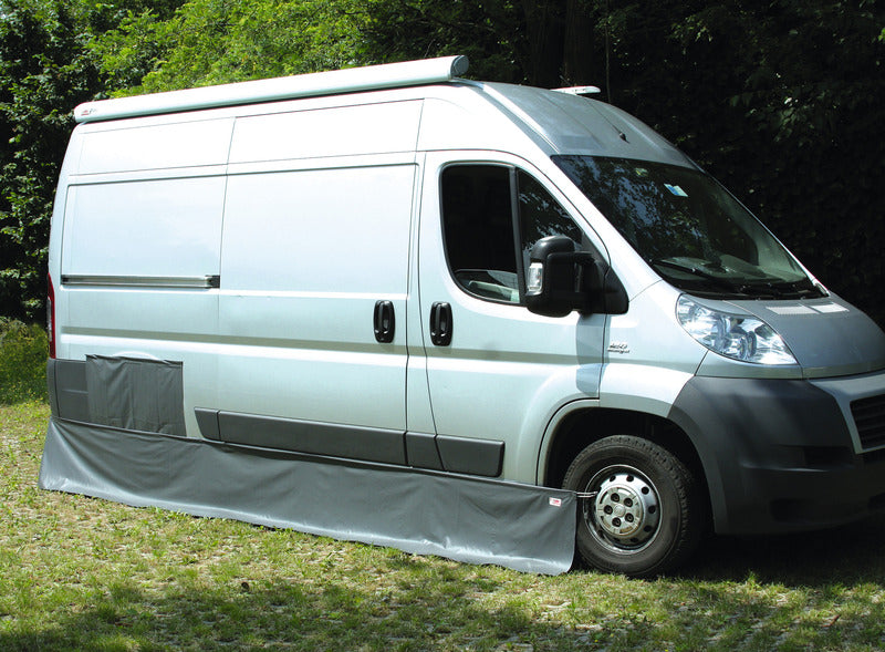 Camperbeveiliging, windscherm, windscherm, beschermzeil, vloerschort