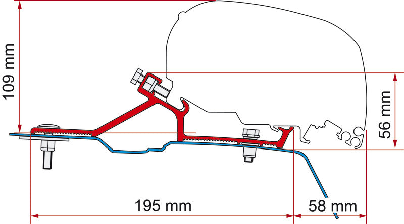 Luifel-adapter voor F 65S Renault Master/ Opel Movano vanaf bouwjaar 2010
