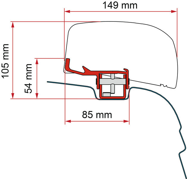 Montageadapter F40van voor VW T5/T6 H1 / L1 zonder C-rail