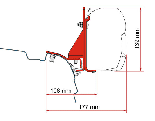 Multirail-adapter - montage-adapter voor F45 VW T5/T6/T6.1 met Multirail