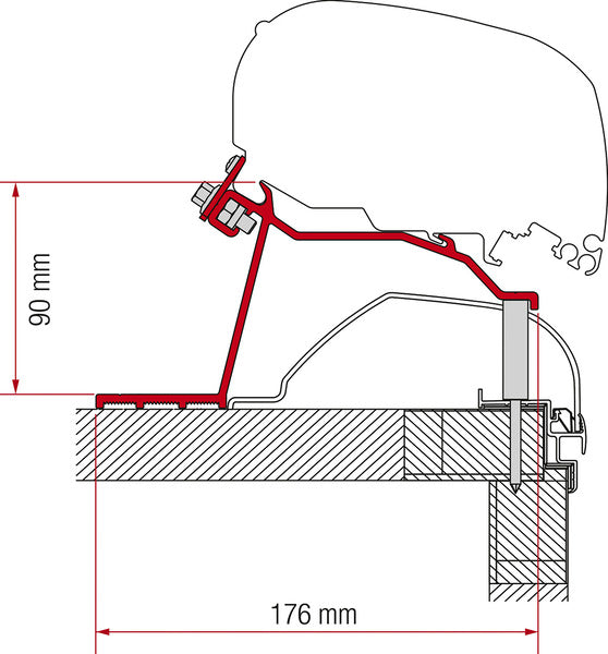Adapter Fiamma luifel F65L en F80S voor hobby caravans vanaf 2014