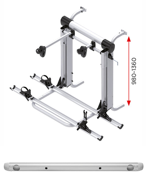 Fietsendrager Hefrail voor 2 E-bikes of 3 fietsen tot 60kg.