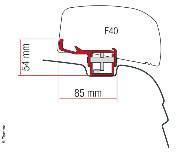 Montageadapter voor F40Van VW T5/T6, UK-versie