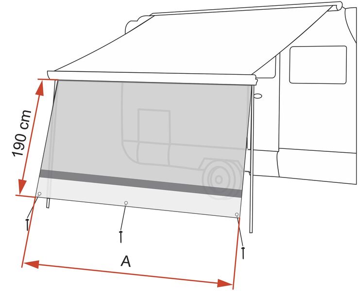 Zonwering voorwand F35-F65,F80,Caravan Store/XL, 385cm