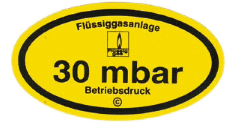 Sticker "30 mbar werkdruk".