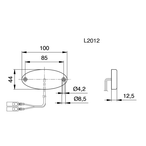 LED zijmarkeringslicht, 12V, 1W, helder, IP67 achteraan