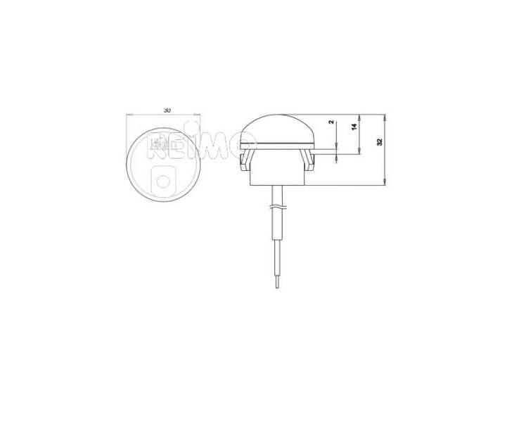 LED zijmarkeringslicht, 6-33V, 0,6W, helder, 250 mm kabel, IP67