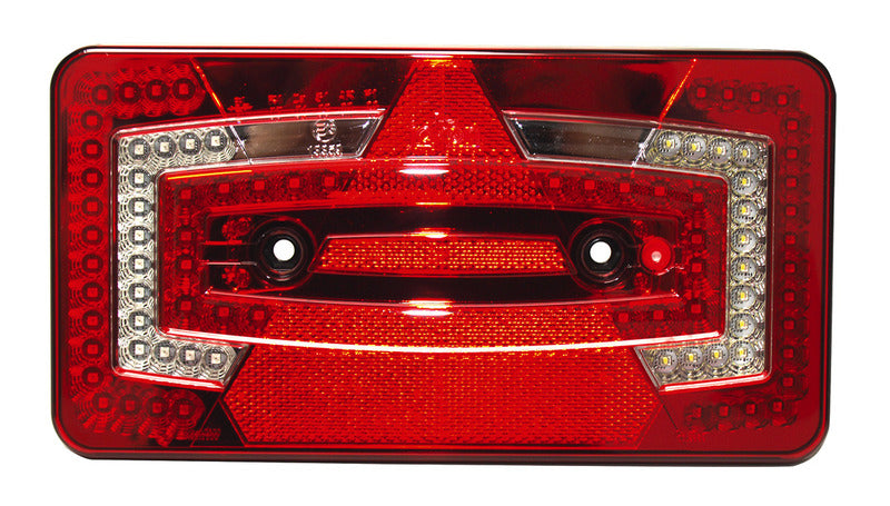 LED multifunctioneel licht, 9-32V, Links rood IP67 met driehoekreflector