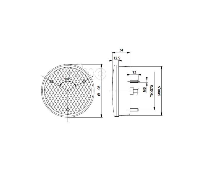 LED-indicatielampje Kat2a 12V, 3W IP67 500 mm kabel helder