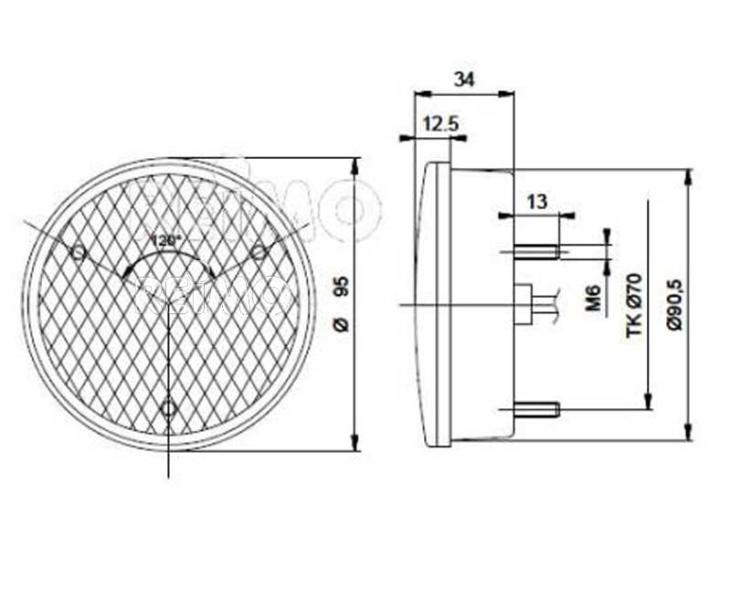 LED mistachterlicht 12V, 4 IP67 500 mm kabel helder