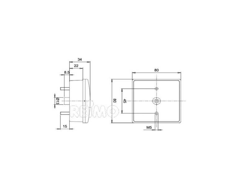 LED achteruitrijlicht 12V, helder, 3 W IP67, 500 mm kabel