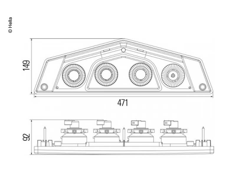 Hella achterlicht Links 12V Caraluna