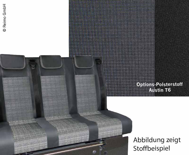 Schlafsitzbank VW T6/5 V3100 Vast Gr.10, 1205 mm breit 3-sitzig, gepolstert