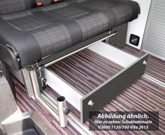 Schuiflade camper slaapbank Variotech 3000, decor basalt gemonteerd