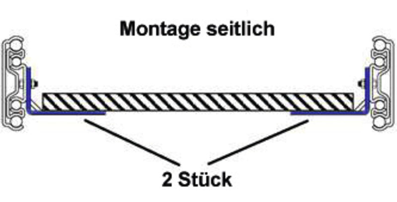 Montage voor volledig uittrekbare loopwagen, lengte: 559mm, 2x L-hoek