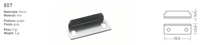 Slagplaat in metaal, 35x13x9mm
