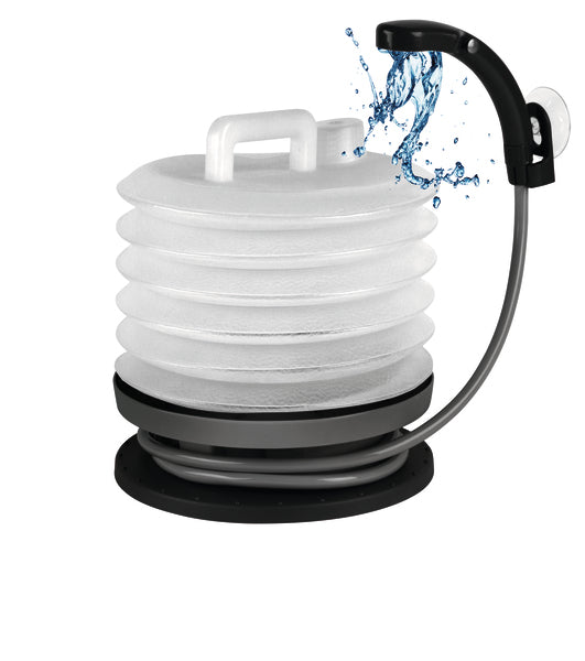 Opvouwbare camping douche 2,0A, 2,5l/min. Incl. tas