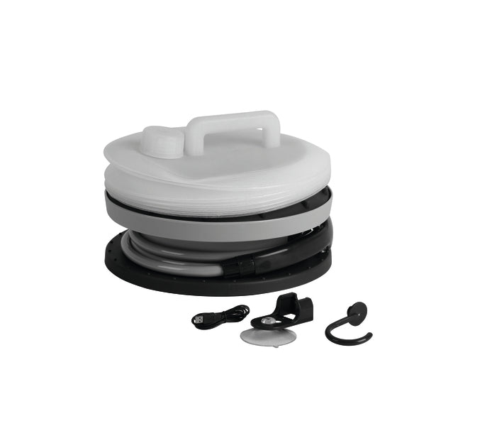 Opvouwbare camping douche 2,0A, 2,5l/min. Incl. tas