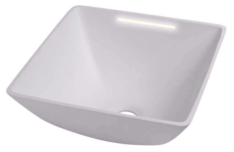 Design wastafel vierkant wit, afmeting: 290x290mm H135mm met LED-verlichting