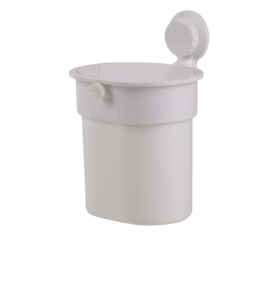 Afvalbak met zuignap, wit, tot 3kg, drukknop