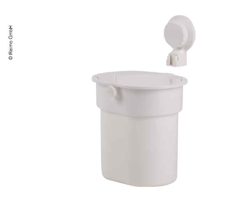 Afvalbak met zuignap, wit, tot 3kg, drukknop