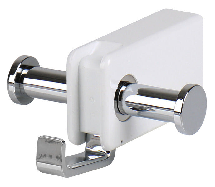 Dubbele ronde haak, uitklapbare haken, 8 x 9 cm, wit