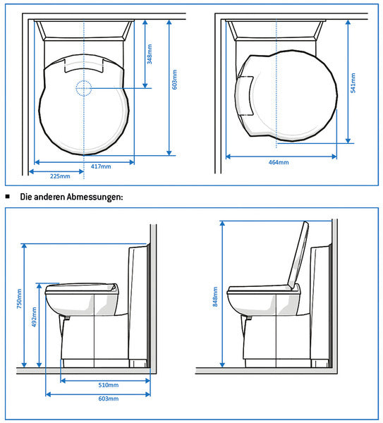 Cassettetoilet C262-CWE, elektrisch doorspoelen, kunststof wit