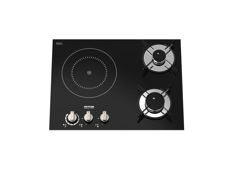 Hybride gasfornuis 2x gas + 1xinductie, elektrische ontsteking kW 12V