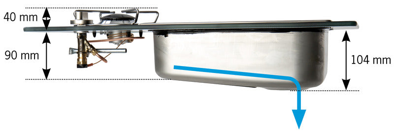 VanStream kook-spoelcombinatie, 550x334x150mm, 30mbar, 1,8kW (1xSR)