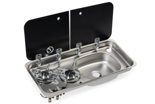 Kook-spoelcombinatie, 726x346x140mm, 30mbar, piëzo-ontsteking, spoelbak rechts