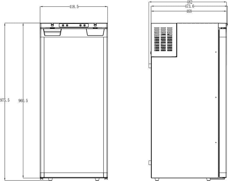 Compressor inbouwkoelkast 90L, 12/24V, deurscharnier: links/rechts