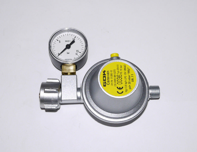 Gasregelaar 8 mm met manometer, gasfles
