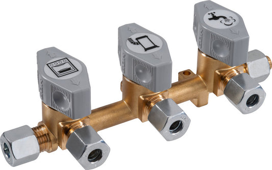 3-voudige snelwerkende afsluiter voor 8mm gasleiding