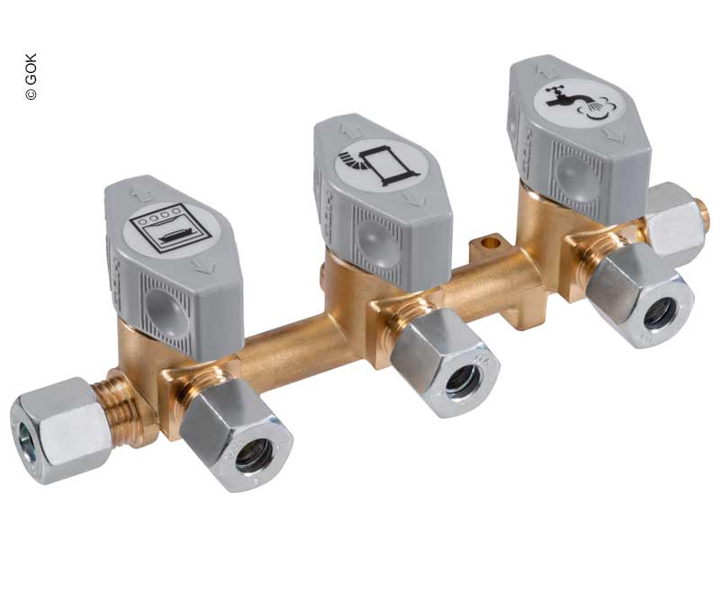 3-voudige snelsluitende afsluiter voor 10mm inlaat & 8mm uitlaten