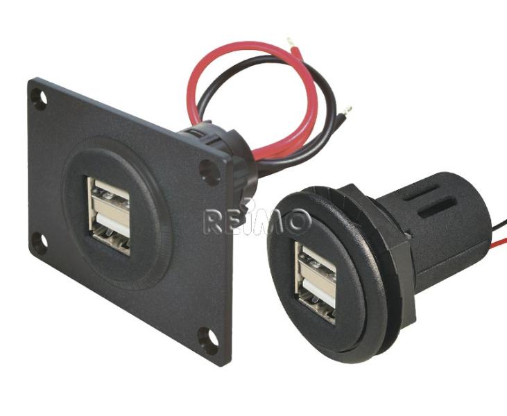 12/5V USB-aansluiting met dubbele USB 2x2.5A met montageplaat