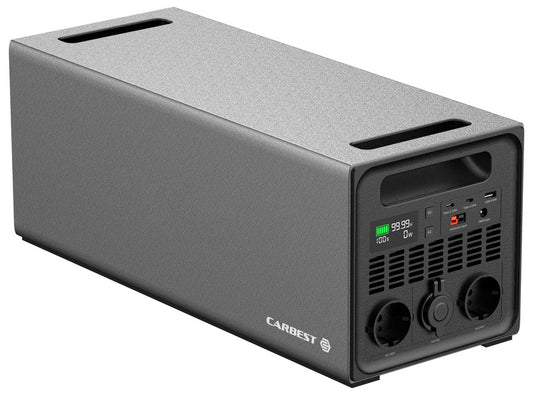 Carbest EnergyQube 1600, Powerstation met 2000W Sinusomvormer en MPPT laadregelaar, 1536Wh LifePO4 Lithium accu