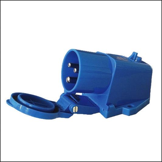 CEE opbouwstekker met deksel, blauw
