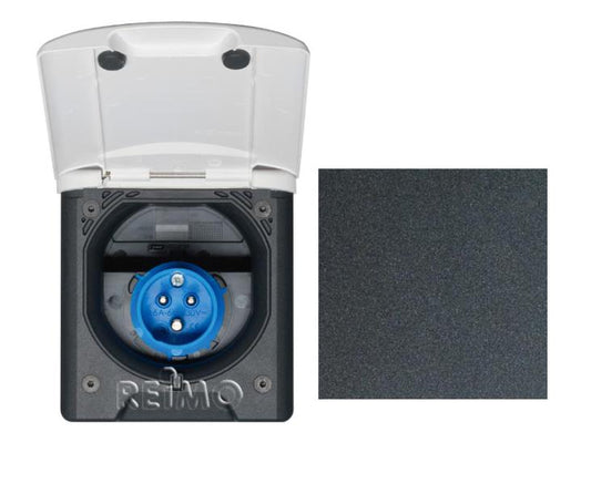 CEE-ingangscontactdoos met magneetsluiting zwart