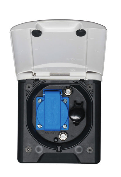 Universele zonneschermdoos 230V met magnetische sluiting wit