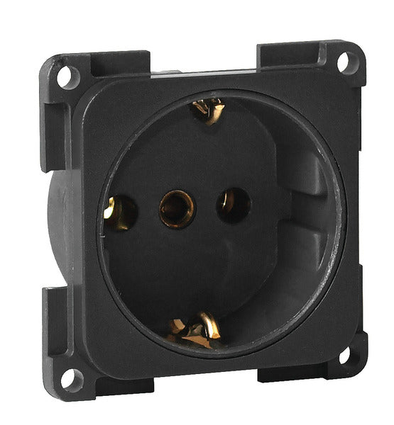 230V-stopcontactdoos Schuko. Leisteen grijs. SB verpakt.