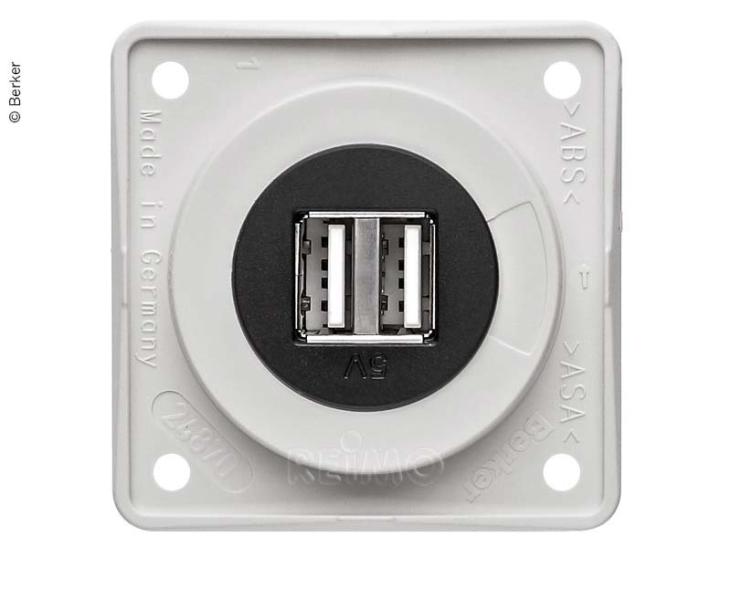 Berker USB-laadcontactdoos 12V dubbel