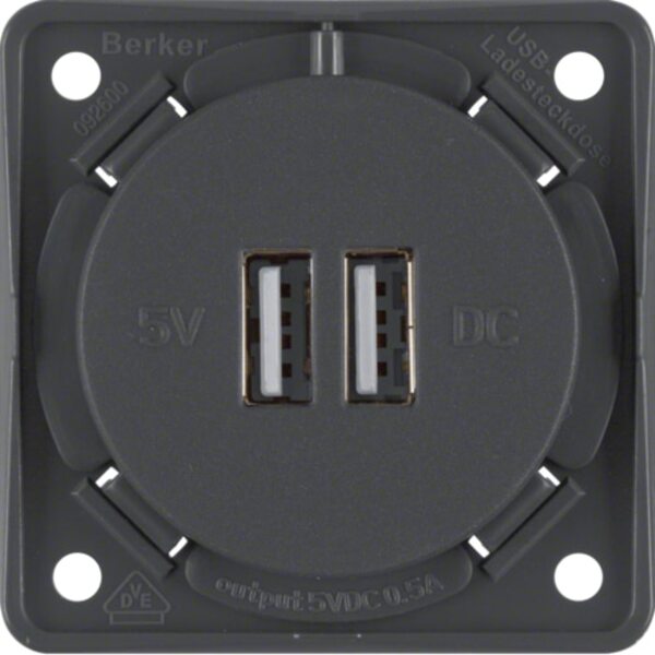 Berker USB-laadcontactdoos 12V dubbel