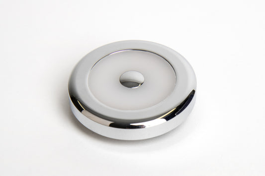12V LED plafondlamp rond, glanzend chroom, touchschakelaar in het midden