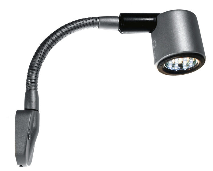 LED 12V leeslamp, 1W, mat zilver, 130mm, vaste opbouw SB